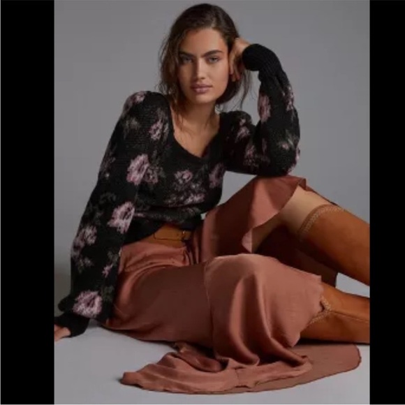 NWT Anthropologie Dark Floral Sweater - Picture 2 of 5